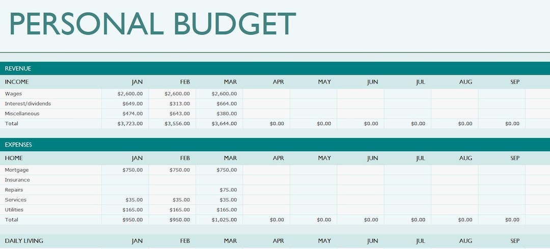 Simple Personal Budget Planner - Etsy