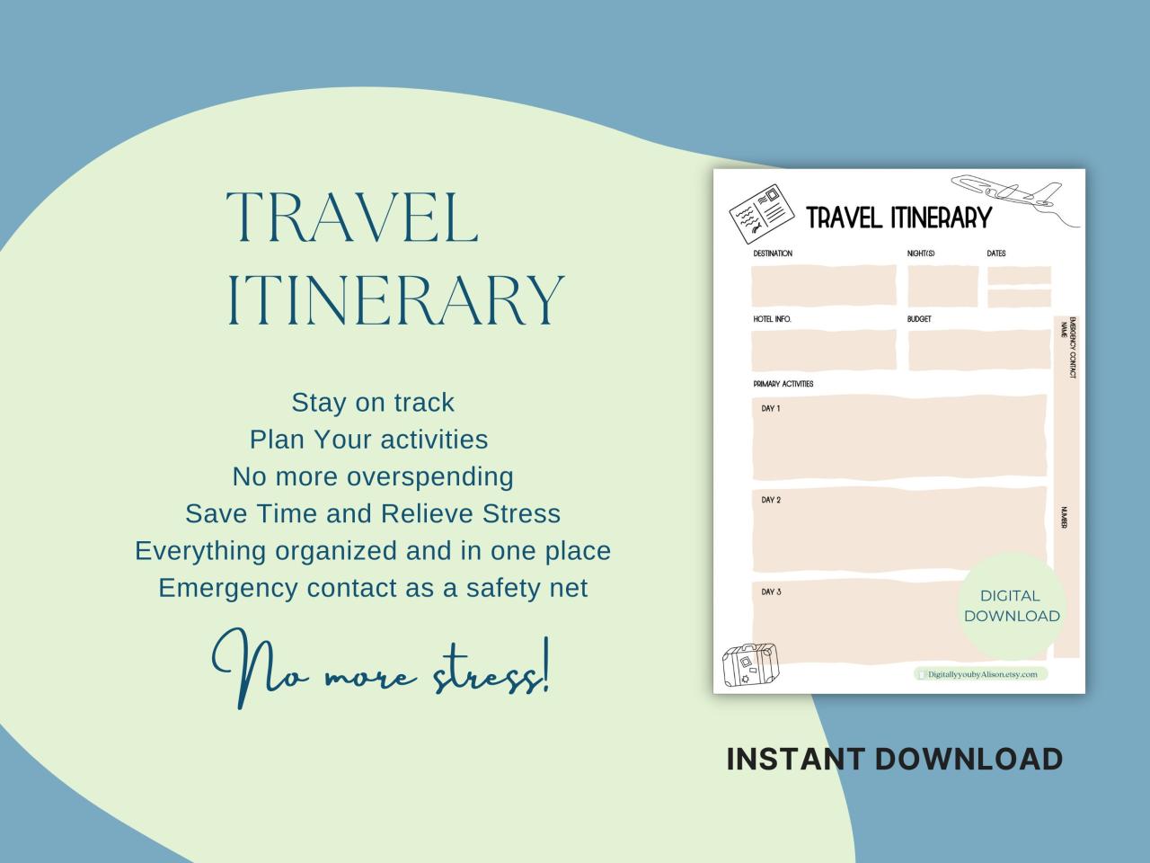 Digital Travel Itinerary, Travel Planner. Travel Organizer, Blue and ... Digital Travel Itinerary, Travel Planner. Travel Organizer, Blue and ...