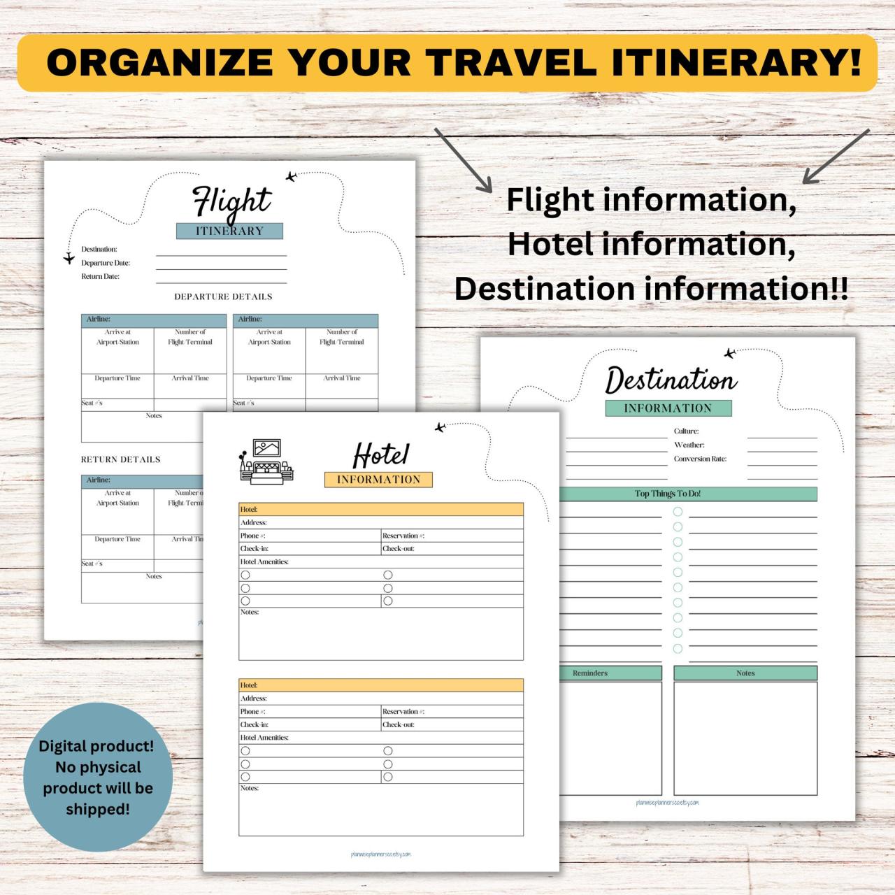 Travel Planner Itinerary Organizer, Printable Travel Planner, Vacation ... Best Tools For Organizing Your Travel Itinerary
